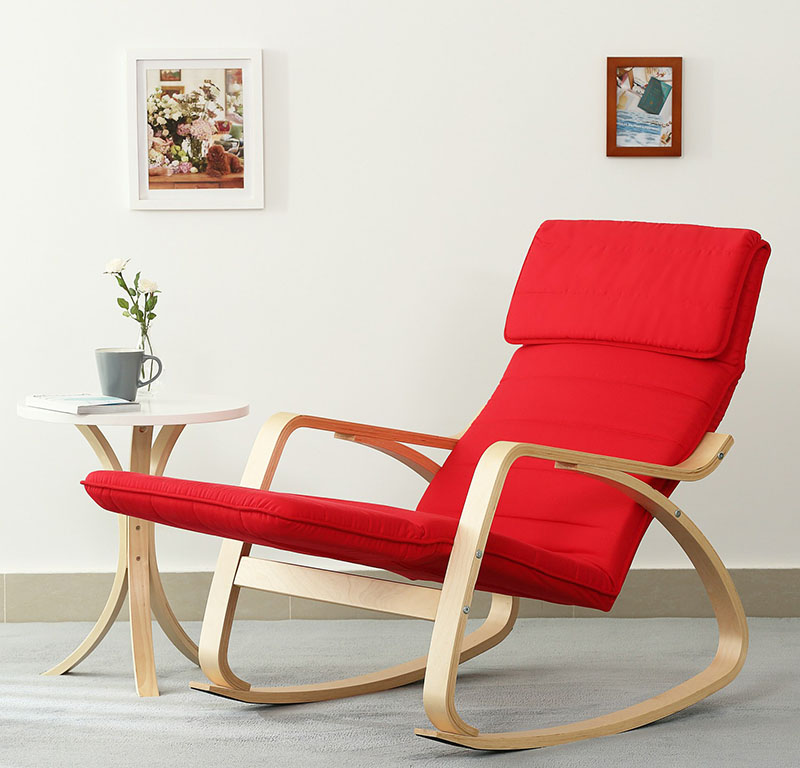 Poltrona Dondolo MARCO – Sedia Relax In Stile Scandinavo, Imbottita, Per Allattamento E Salotto, 104x95x84 Cm